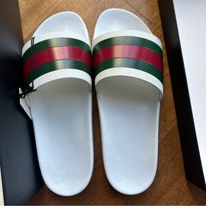 Gucci white slides
